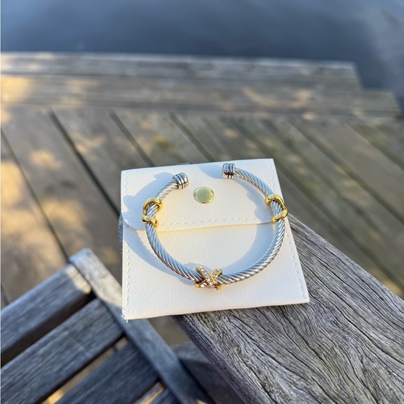 Nordstrom Two-Tone Gold Accents with Pavé‎ Crystal X Cable Cuff Bracelet - Picture 3 of 7